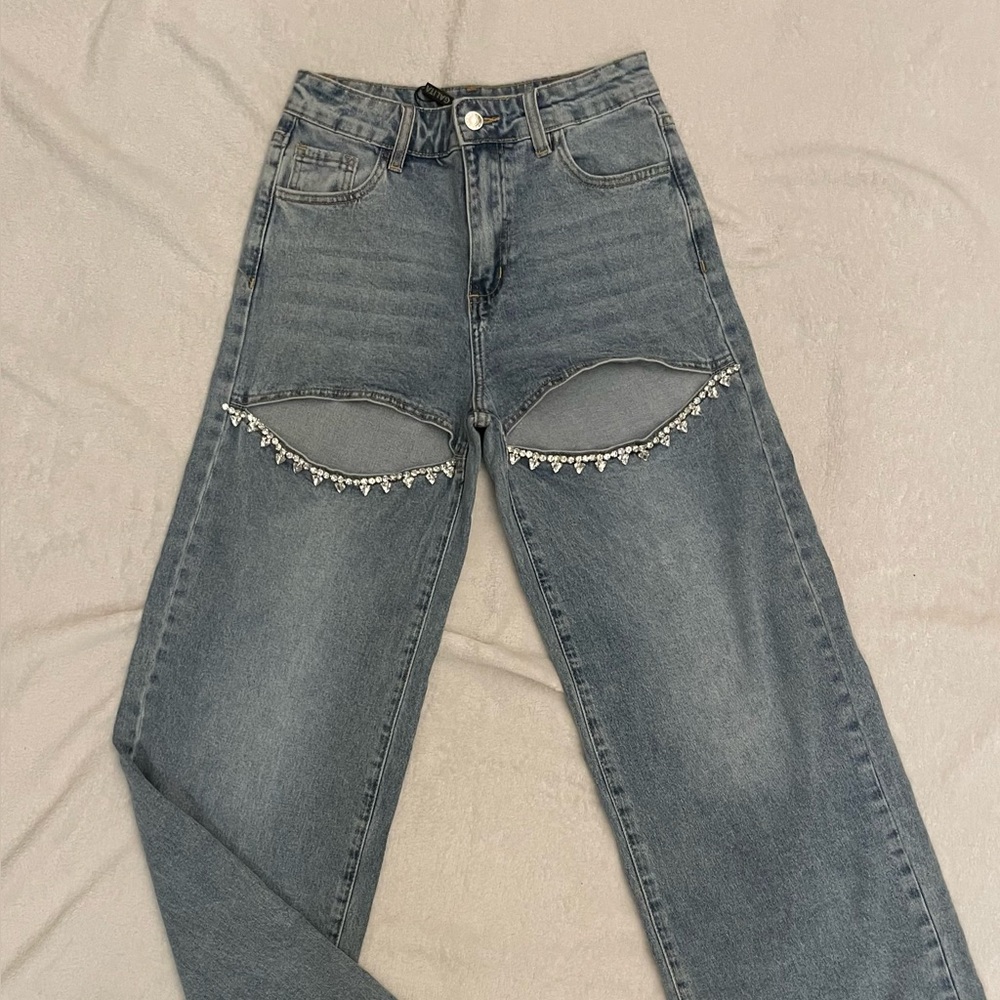 Embellished Gray Women's Jeans